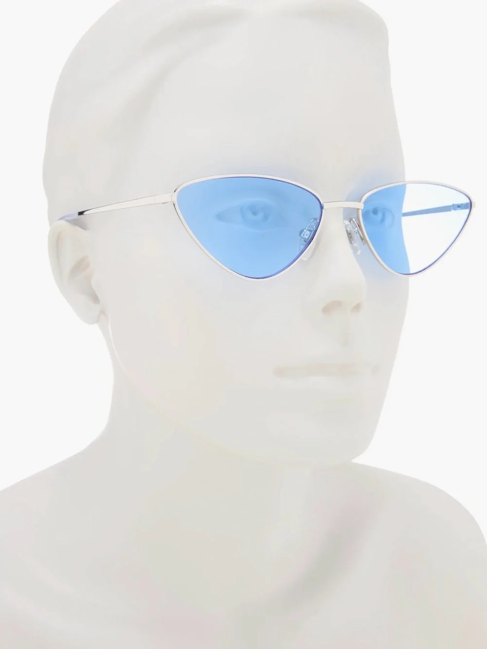 Diff Eyewear Silver Cat Eye Sunglasses with Blue Lenses